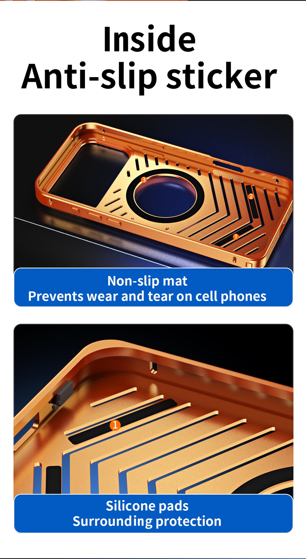  Ice-dazzling Magnetic Metal Buckle Heat Dissipation Phone Case