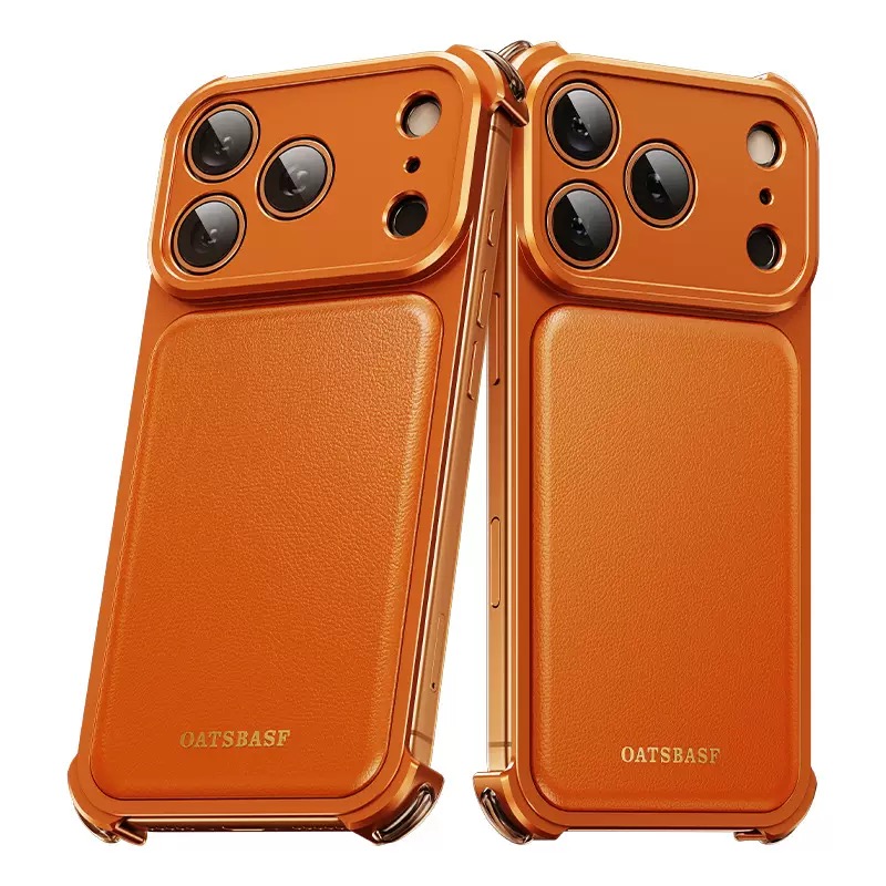 Luxury Metal Leather Borderless Magnetic Phone Case