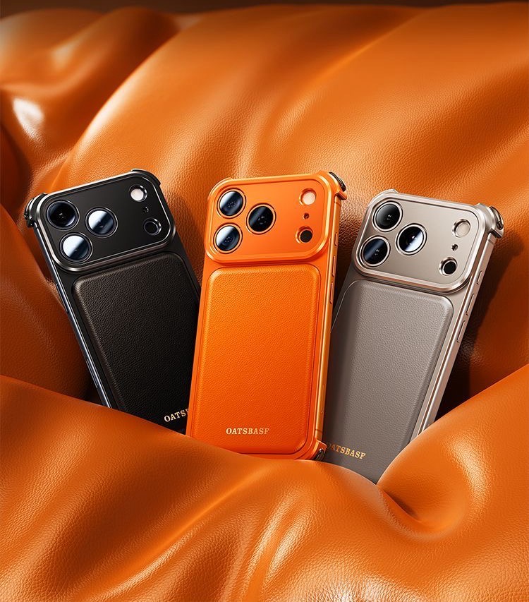 Luxury Metal Leather Borderless Magnetic Phone Case