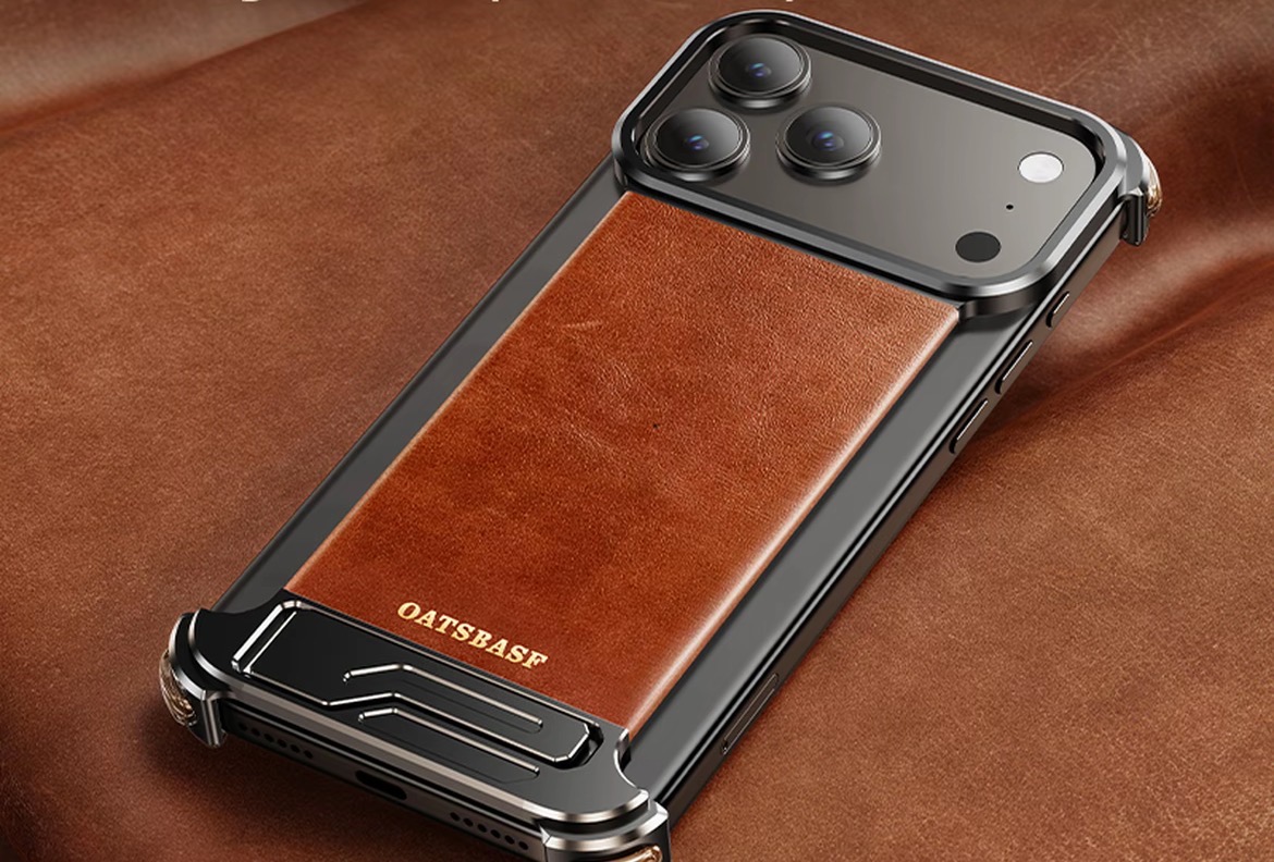 Metal Leather Hidden Bracket Magnetic Mobile Phone Case