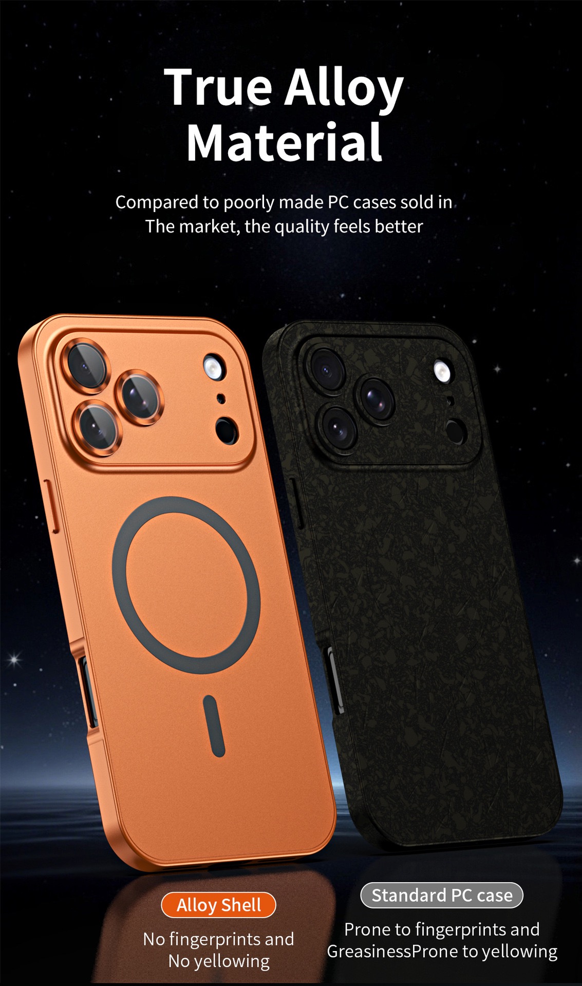 Eco-friendly alloy snap-on magnetic phone case