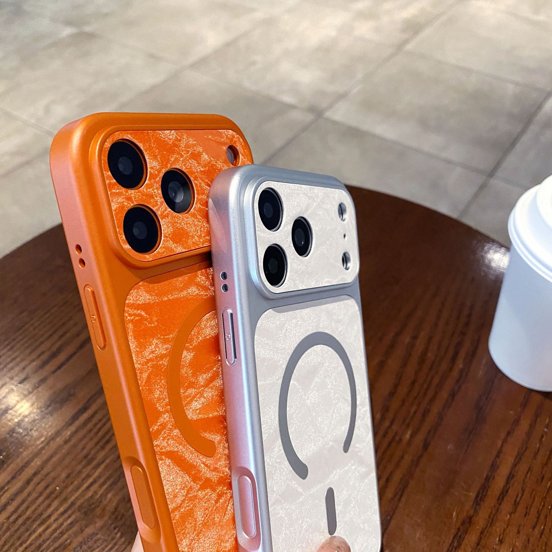 Snow Mountain Pattern Frosted Skin-like Large Window Magnetic Phone Case