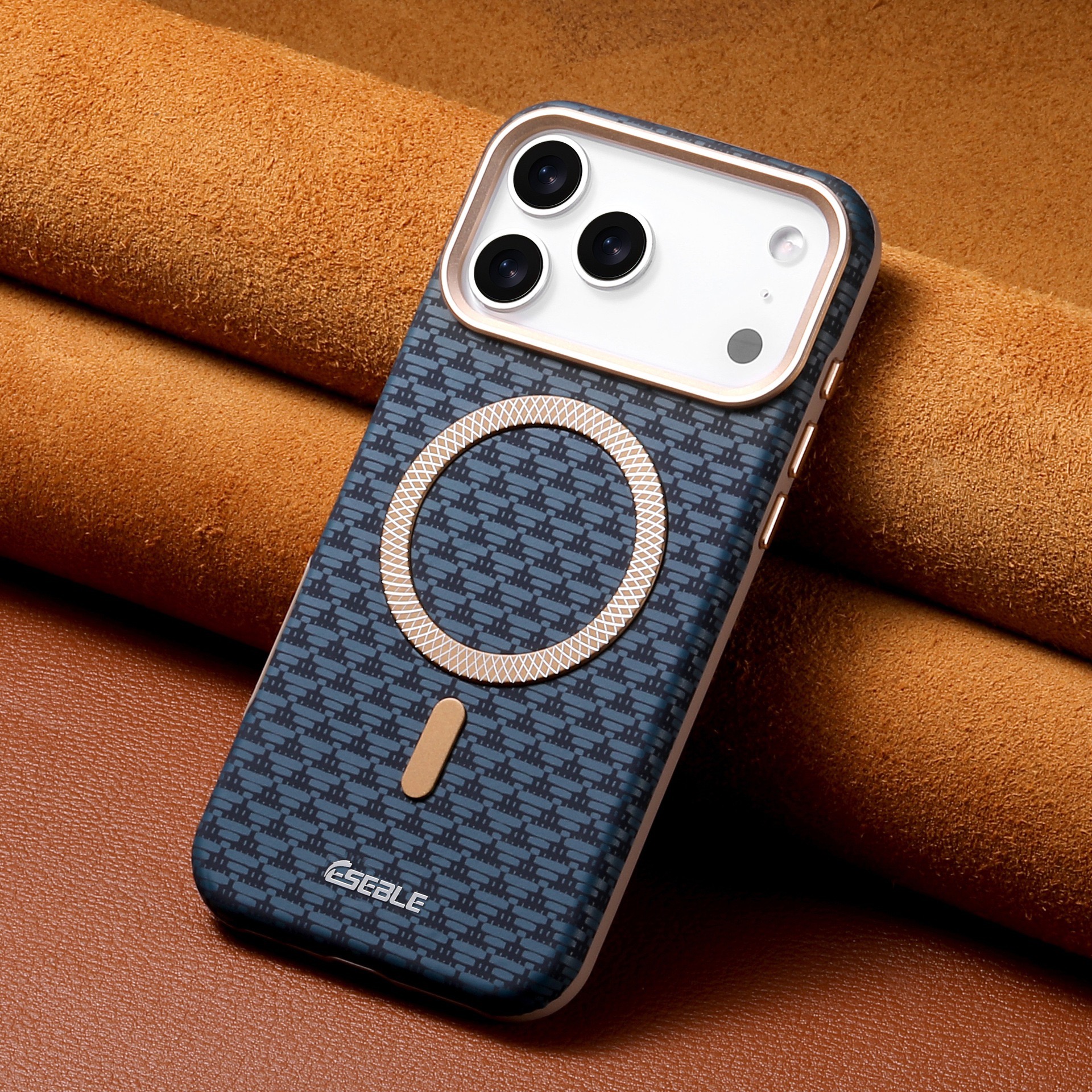 Premium Triangle Pattern Leather Magnetic Phone Case