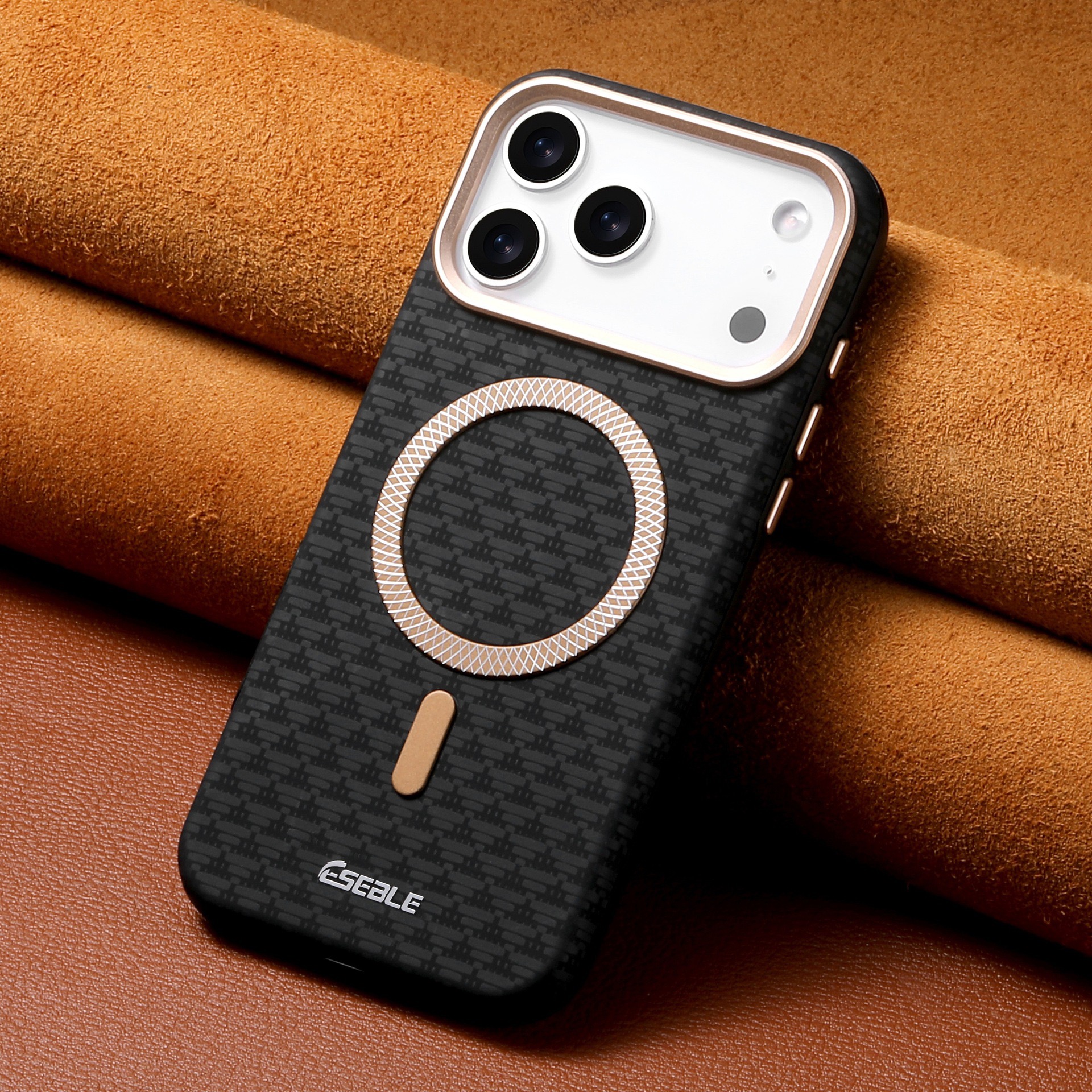 Premium Triangle Pattern Leather Magnetic Phone Case