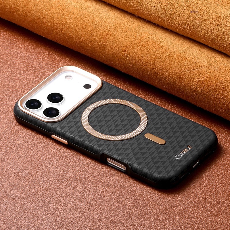 Premium Triangle Pattern Leather Magnetic Phone Case