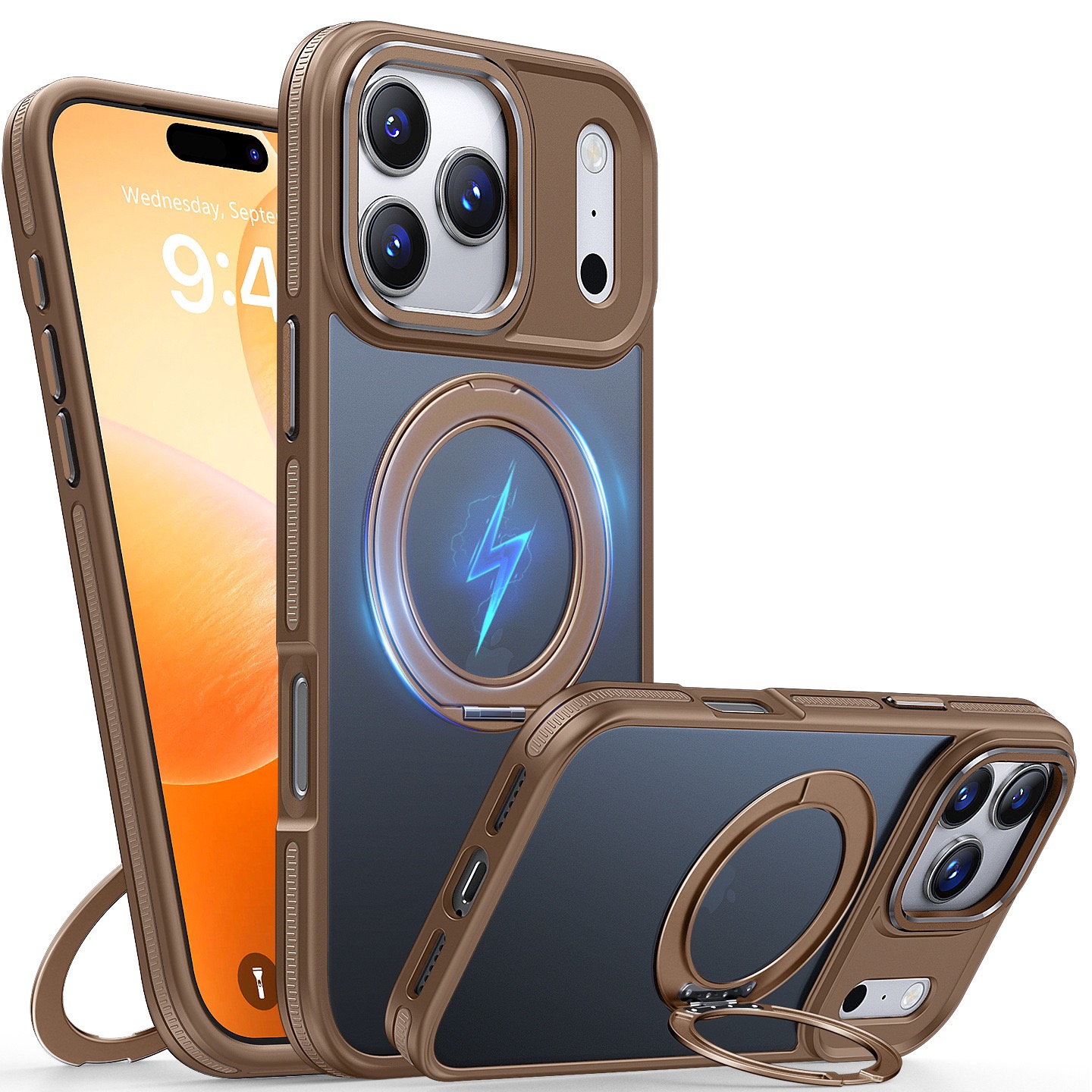 Anti-drop airbag frosted skin-feel magnetic rotating stand phone case