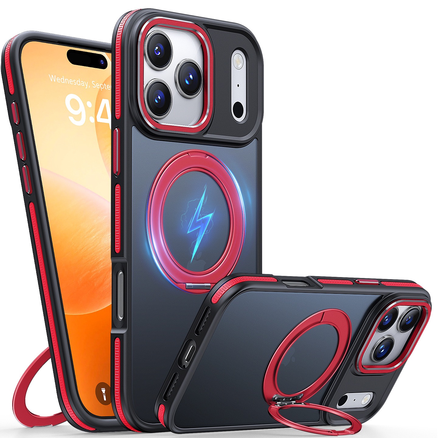 Anti-drop airbag frosted skin-feel magnetic rotating stand phone case