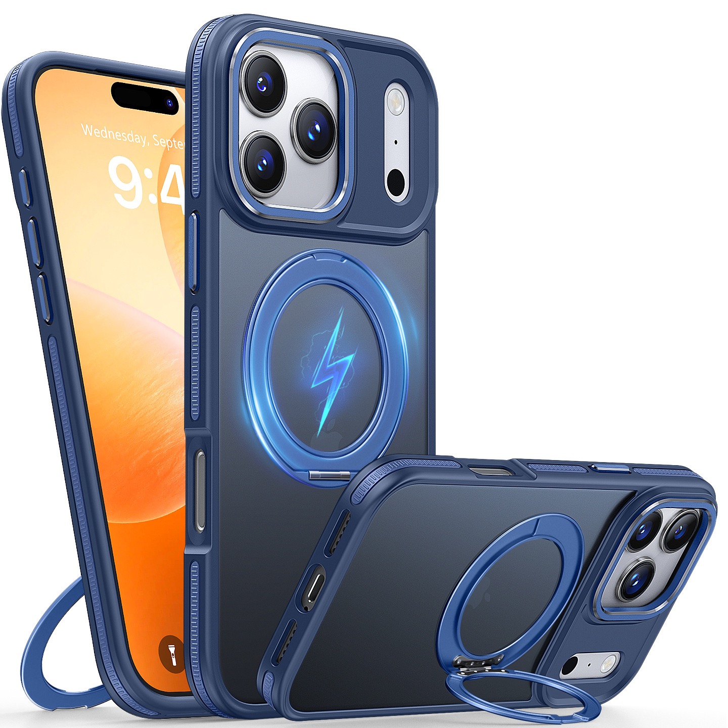 Anti-drop airbag frosted skin-feel magnetic rotating stand phone case