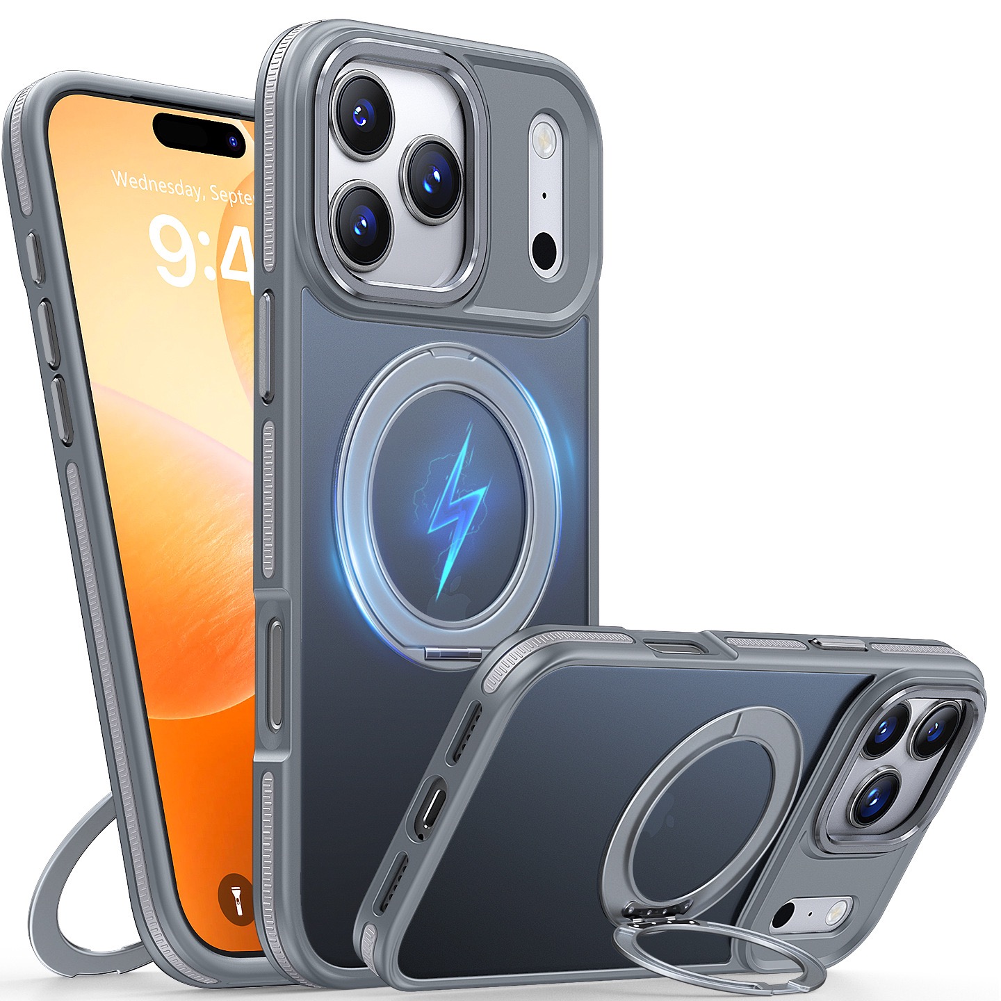 Anti-drop airbag frosted skin-feel magnetic rotating stand phone case