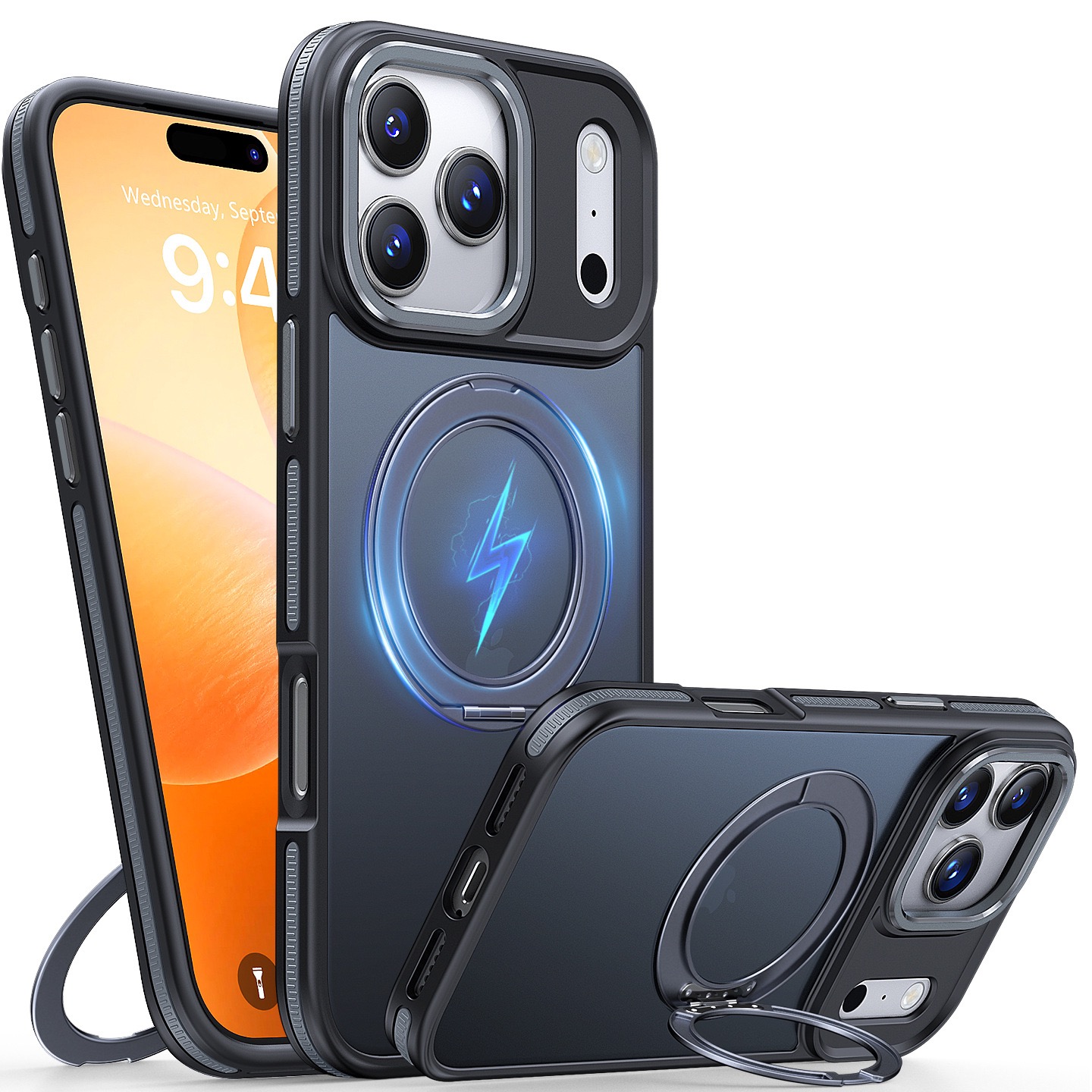 Anti-drop airbag frosted skin-feel magnetic rotating stand phone case