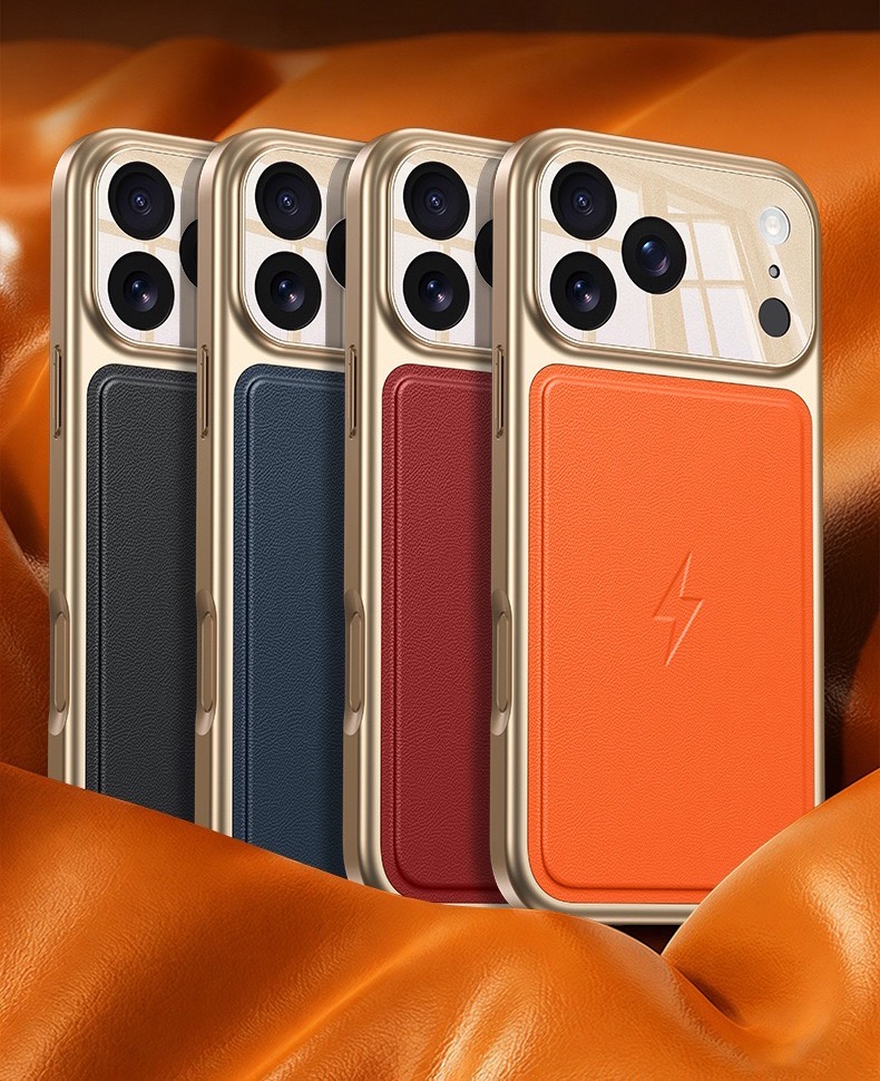 Luxury Gold-Plated Top-Grain Leather Magnetic Phone Case