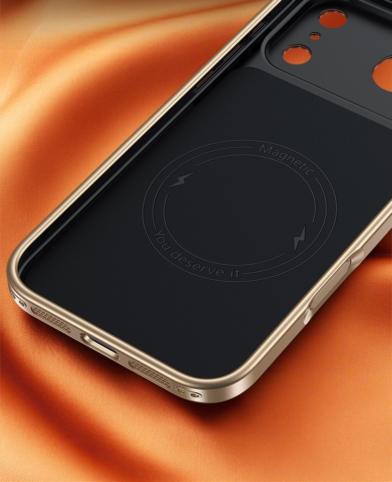 Luxury Gold-Plated Top-Grain Leather Magnetic Phone Case