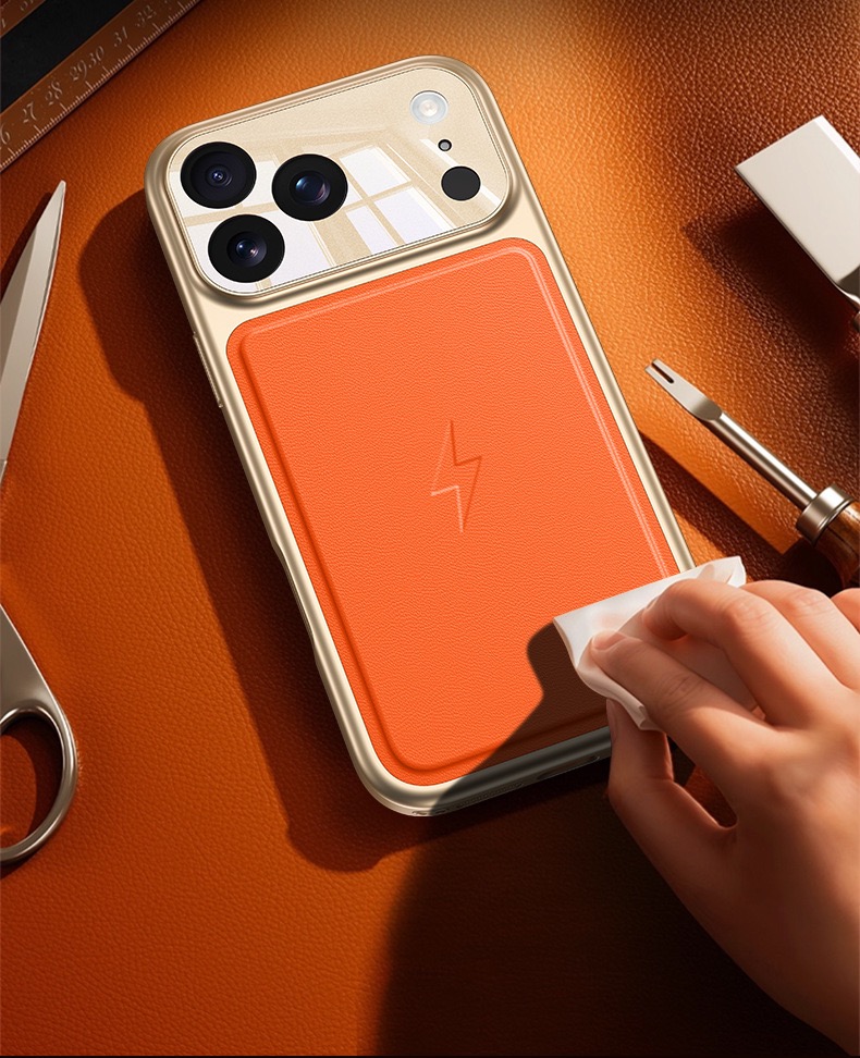 Luxury Gold-Plated Top-Grain Leather Magnetic Phone Case