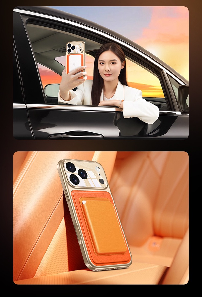 Luxury Gold-Plated Top-Grain Leather Magnetic Phone Case