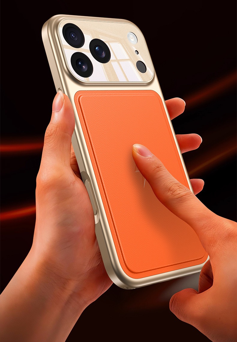 Luxury Gold-Plated Top-Grain Leather Magnetic Phone Case