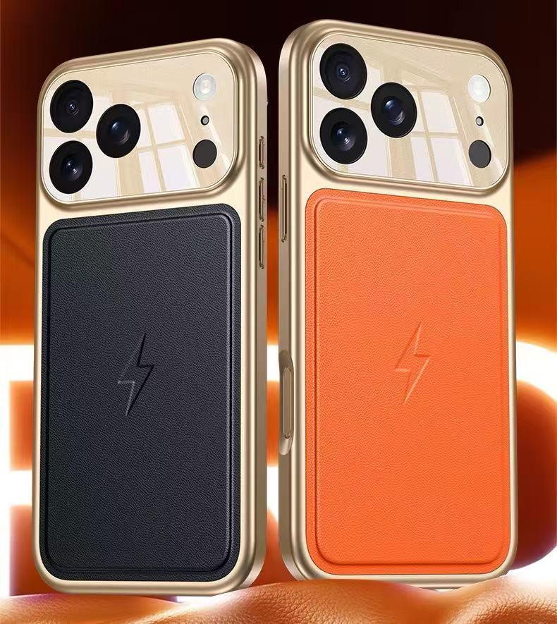 Luxury Gold-Plated Top-Grain Leather Magnetic Phone Case