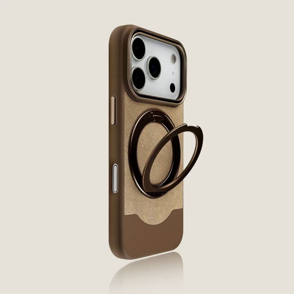 Velvet and Leather Rotating Magnetic Stand Phone Case