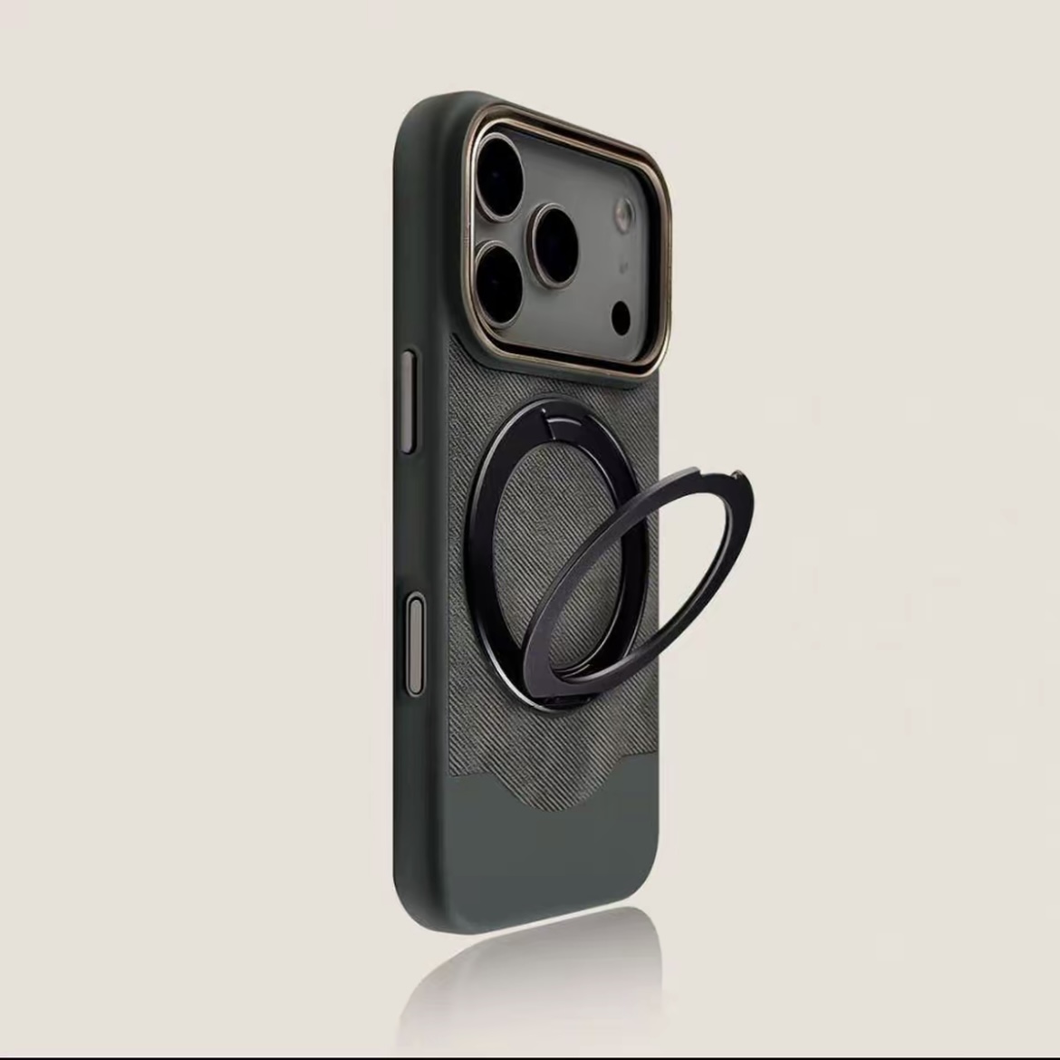 Velvet and Leather Rotating Magnetic Stand Phone Case