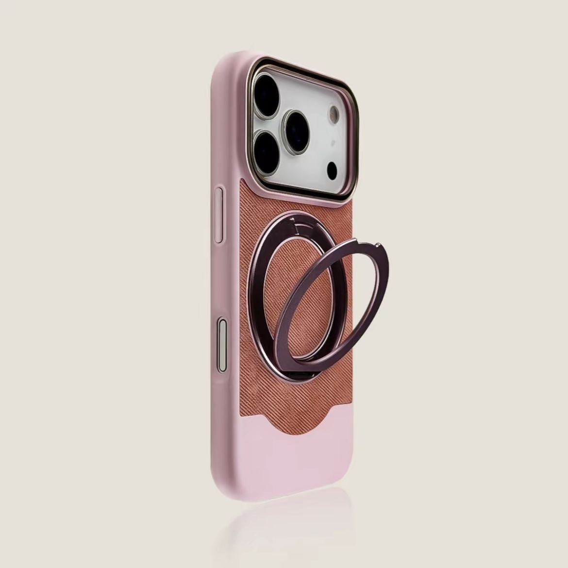Velvet and Leather Rotating Magnetic Stand Phone Case