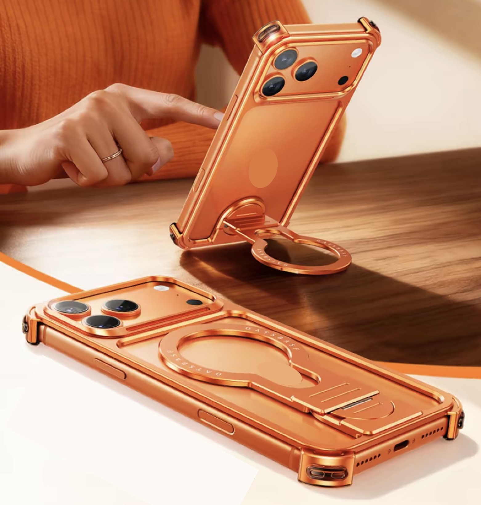 Brand new and innovative metal invisible stand phone case
