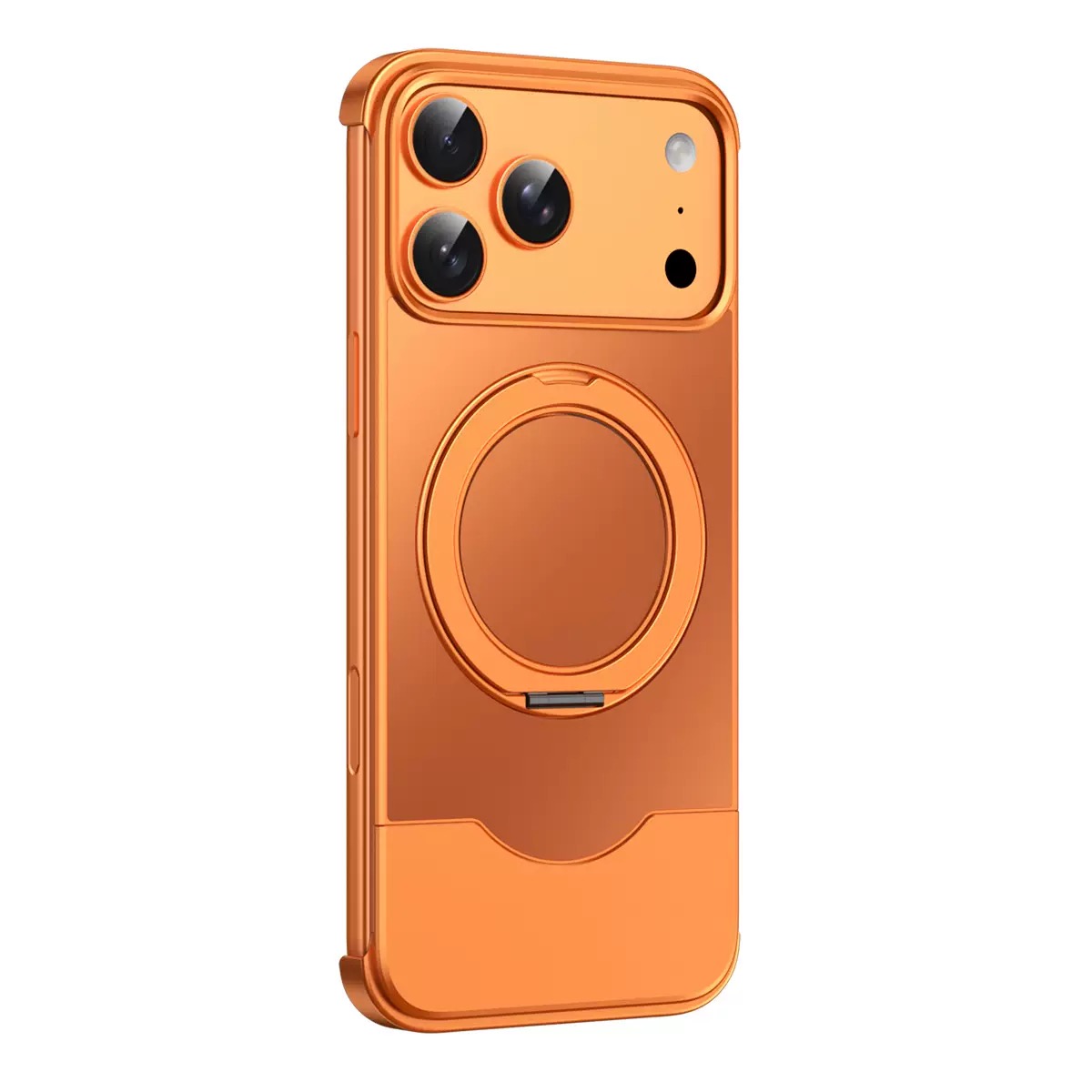 Telescopic shockproof metal original color rotating phone case
