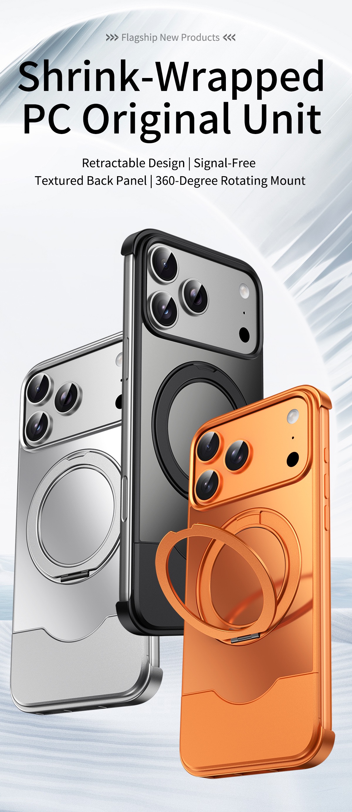 Telescopic shockproof metal original color rotating phone case