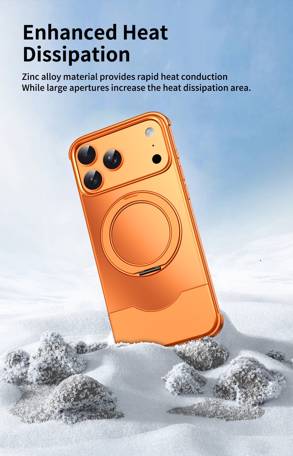 Telescopic shockproof metal original color rotating phone case