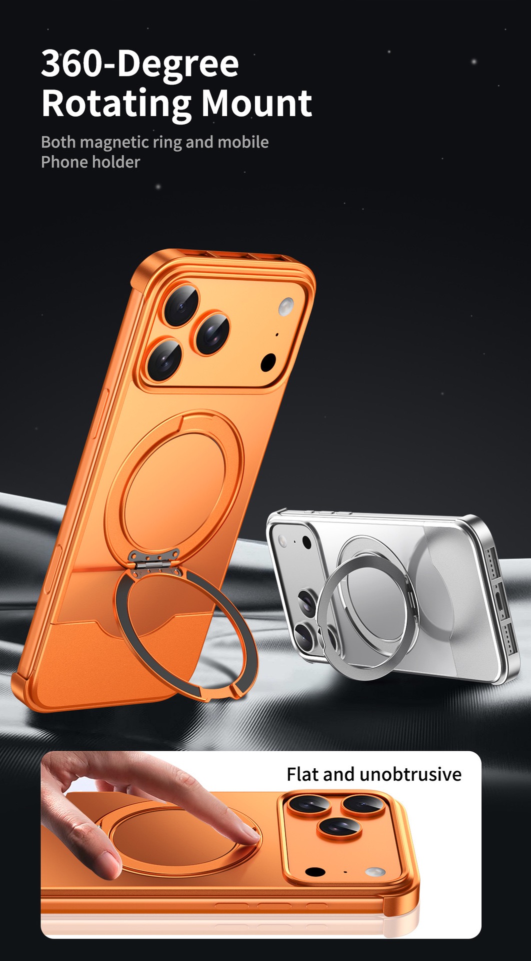 Telescopic shockproof metal original color rotating phone case