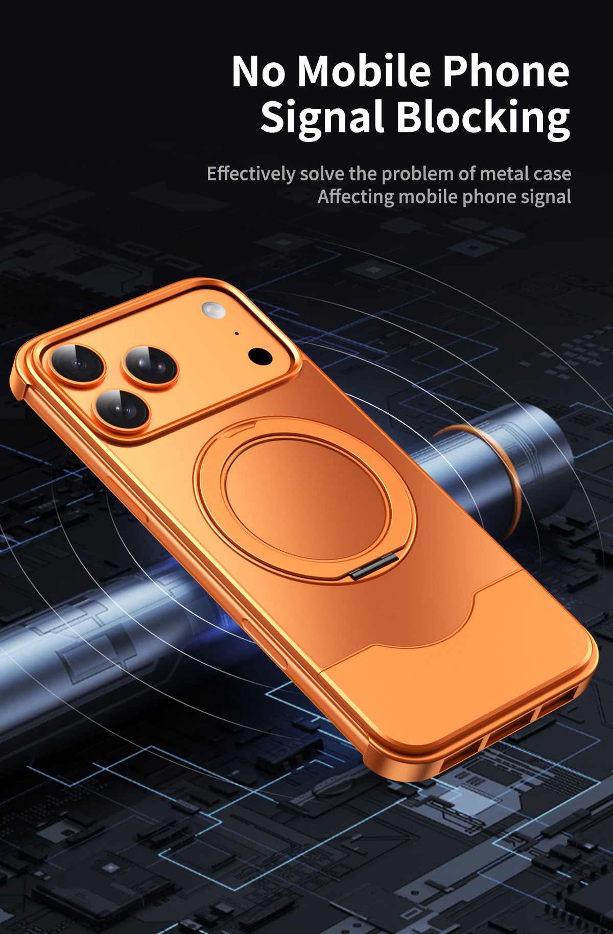 Telescopic shockproof metal original color rotating phone case