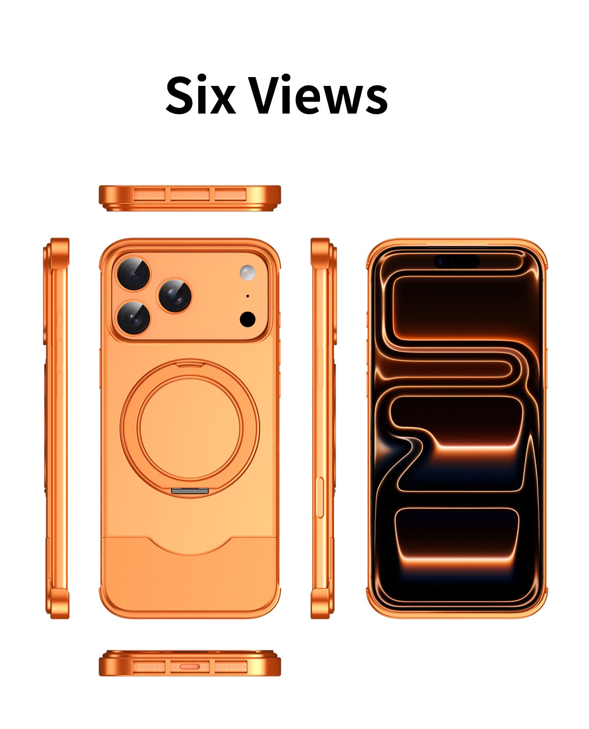 Telescopic shockproof metal original color rotating phone case