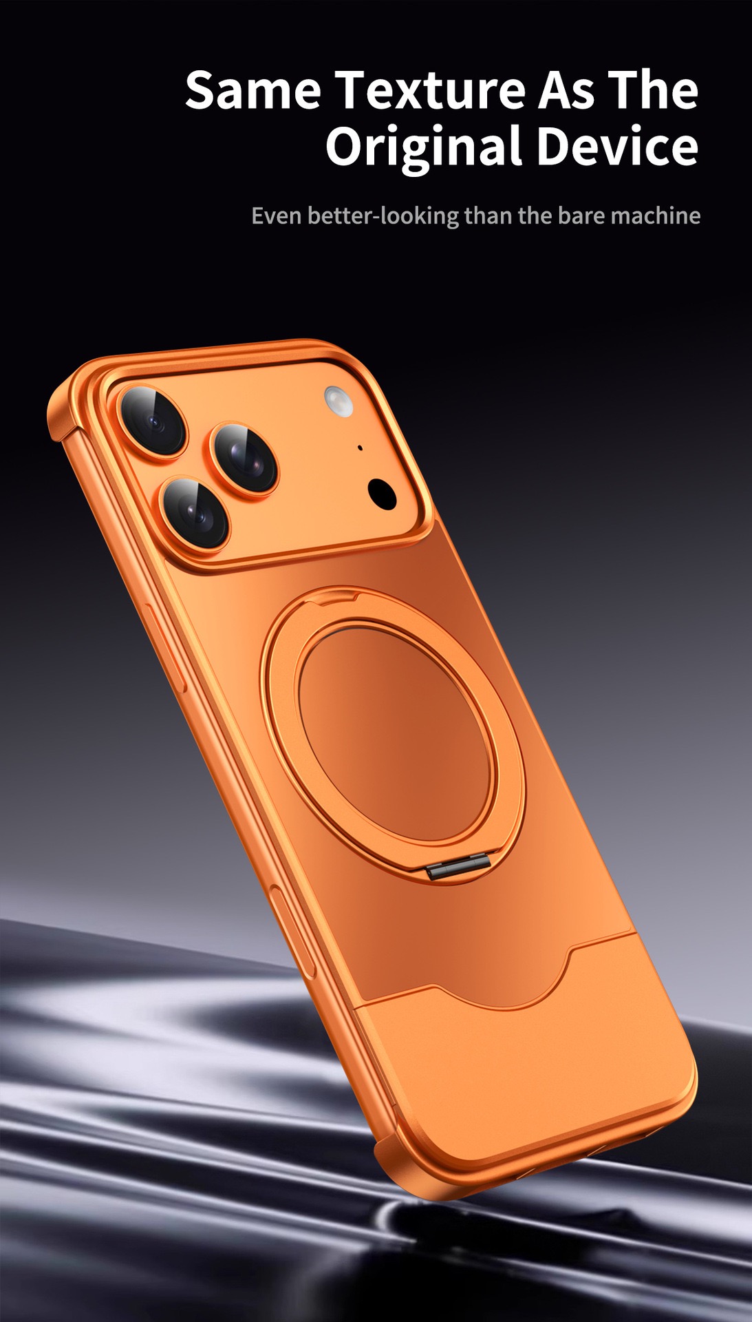 Telescopic shockproof metal original color rotating phone case