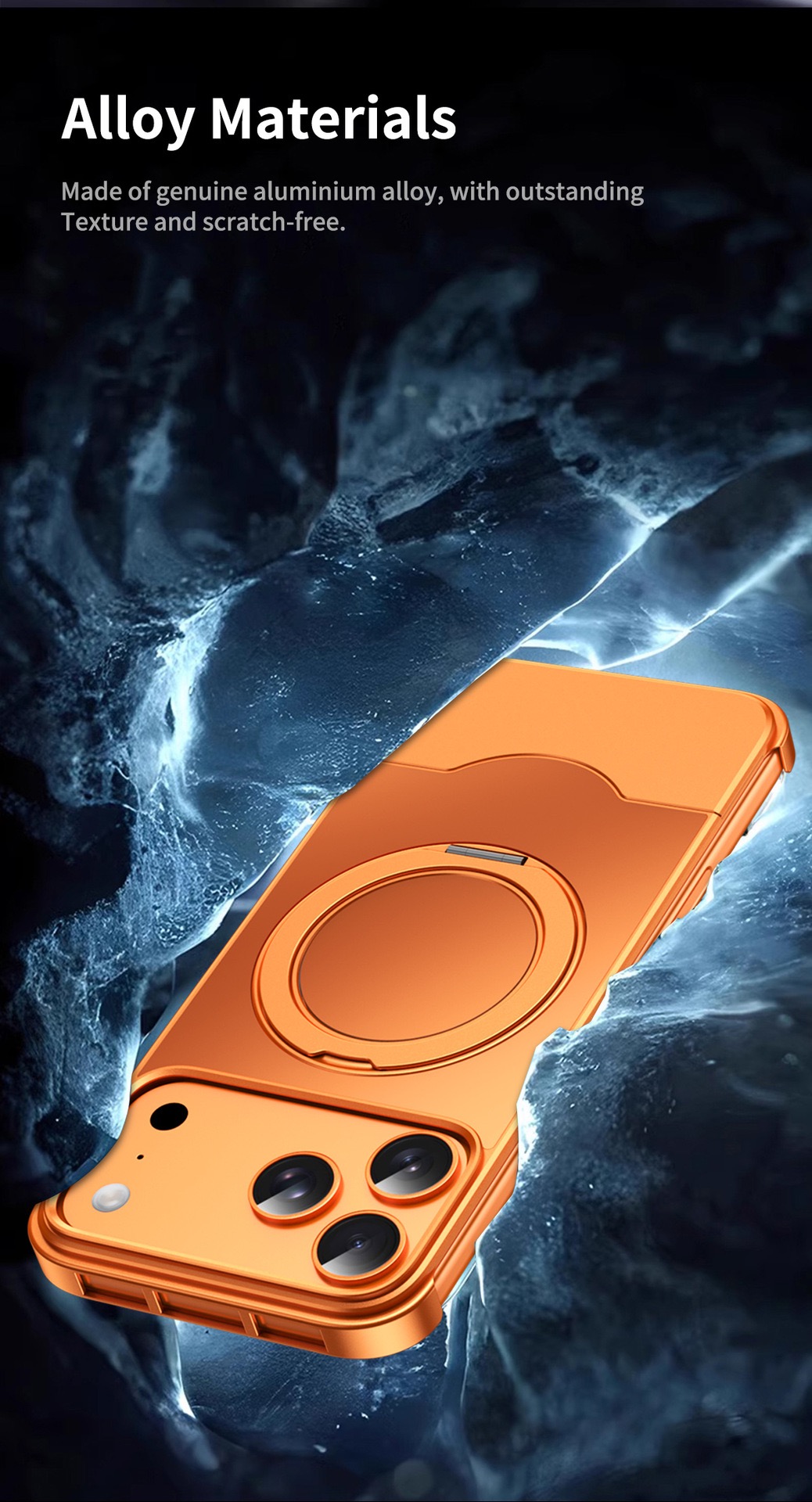 Telescopic shockproof metal original color rotating phone case