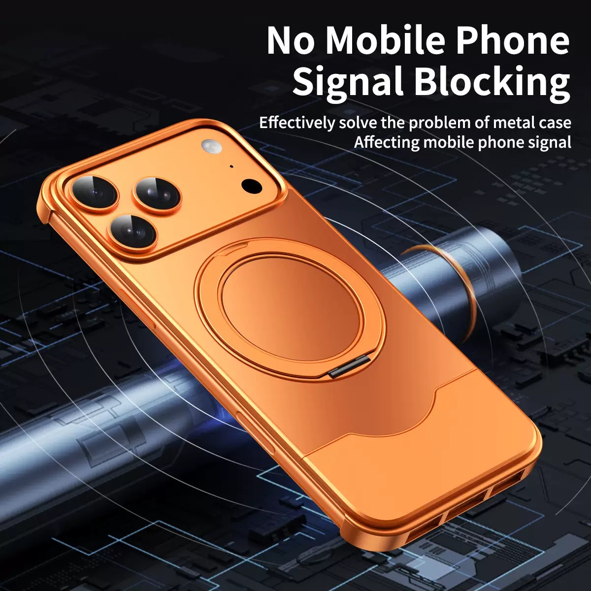 Telescopic shockproof metal original color rotating phone case
