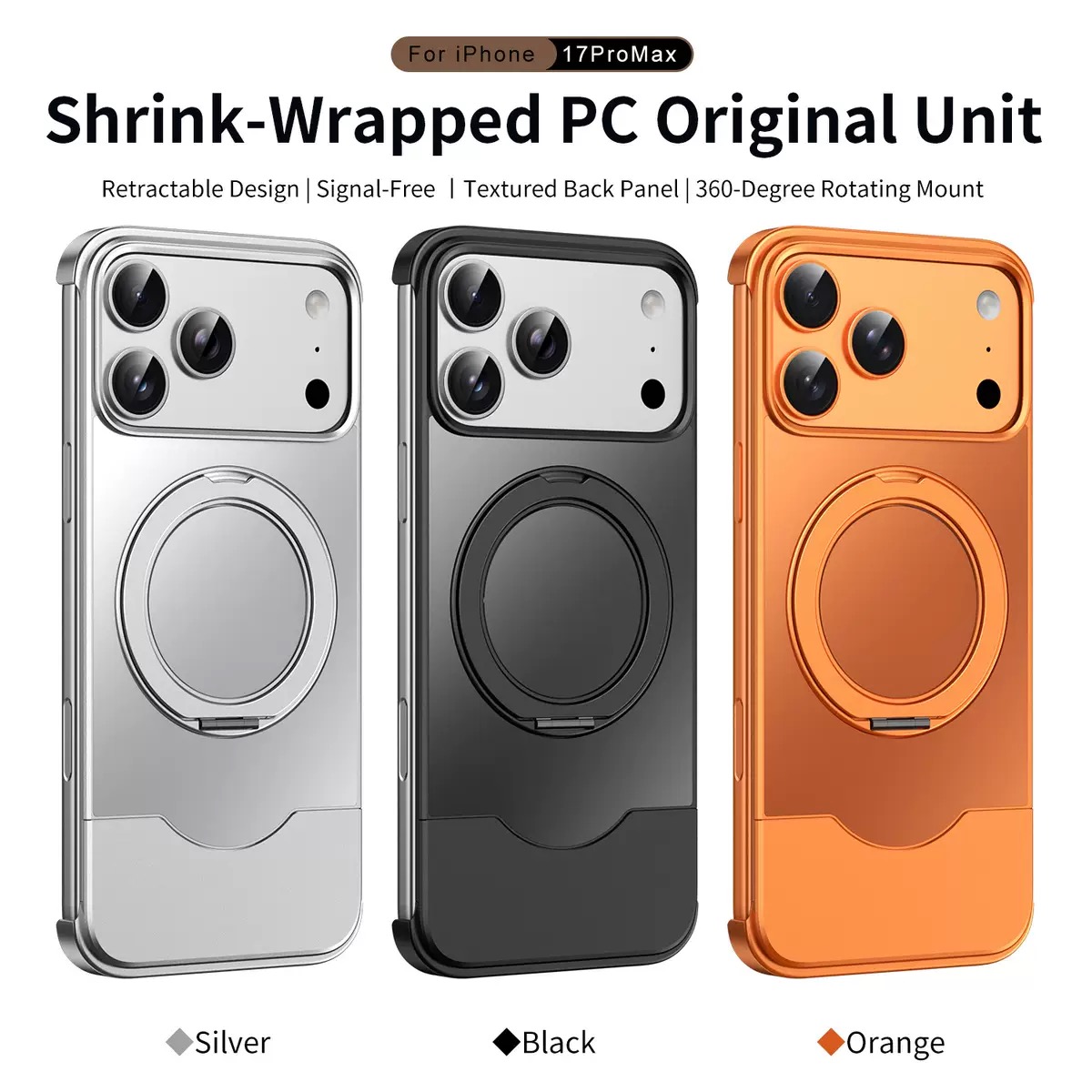 Telescopic shockproof metal original color rotating phone case