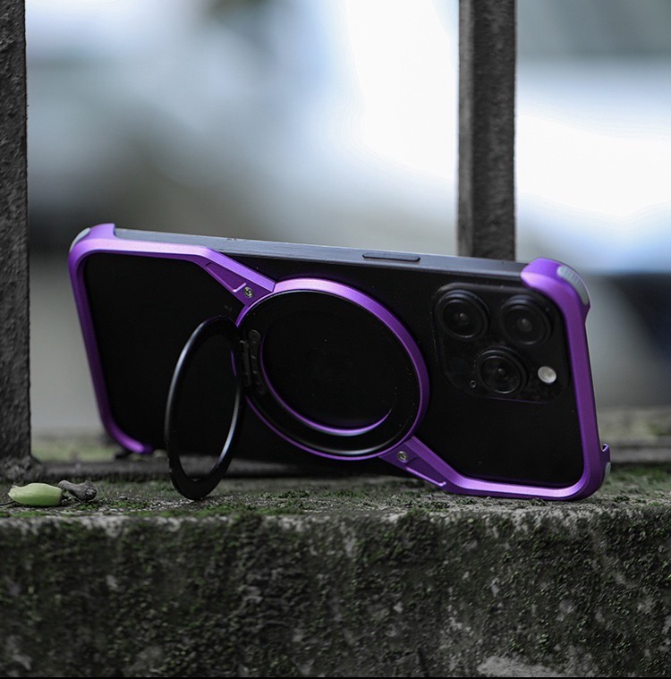 New S-shaped Metal Rotating Magnetic Stand Phone Case