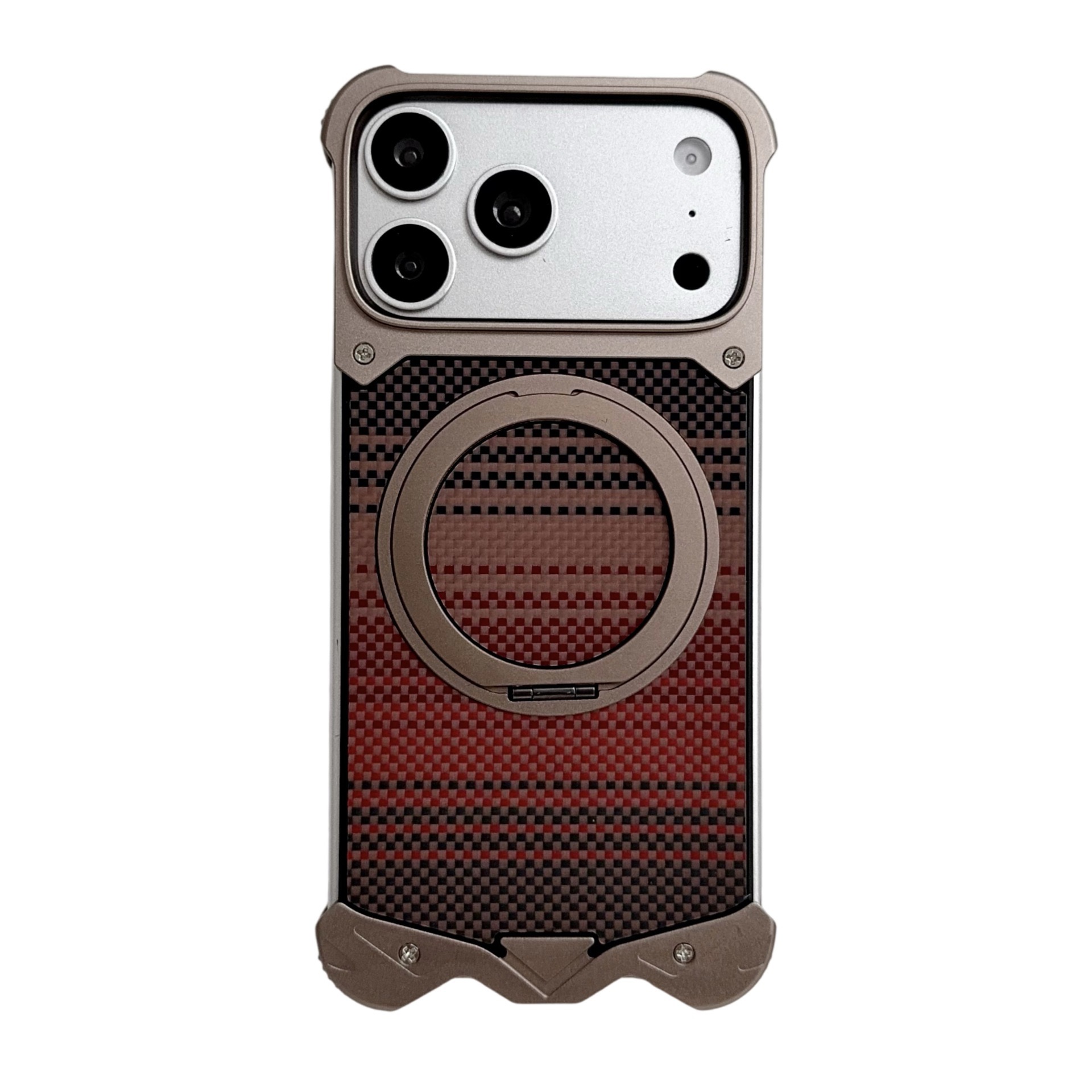 Metal carbon fiber magnetic rotating stand phone case