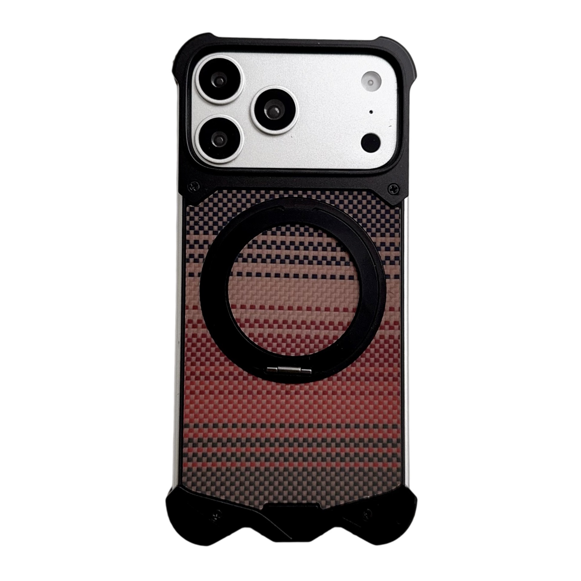 Metal carbon fiber magnetic rotating stand phone case