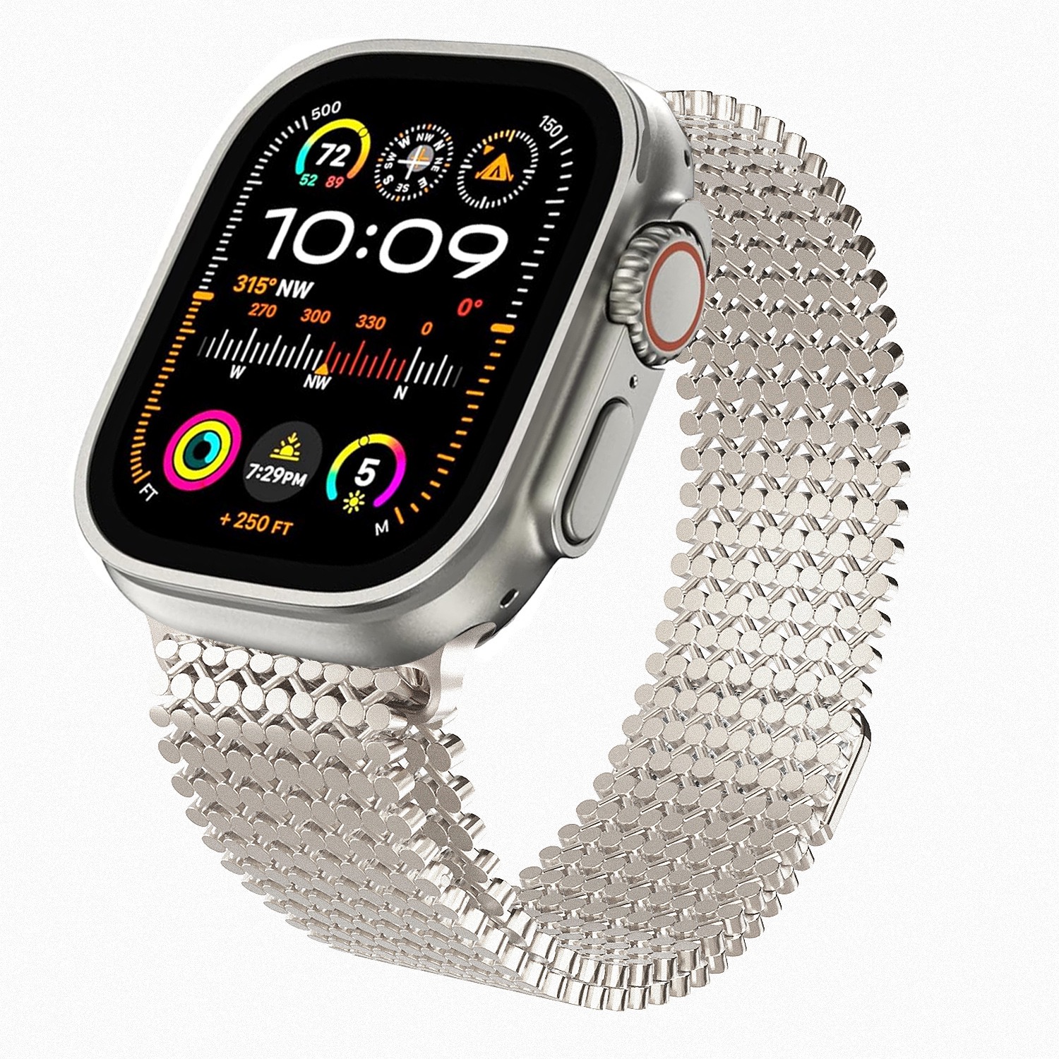 Molecular Arrangement Design Chain MGD Compatible with Apple Watch bands 42/46/38/40/41/44/45/49mm New Magnetic Stainless Steel for iWatch Series 11 10 9 8 7 6 5 4 SE/Ultra 3-MGD CASE