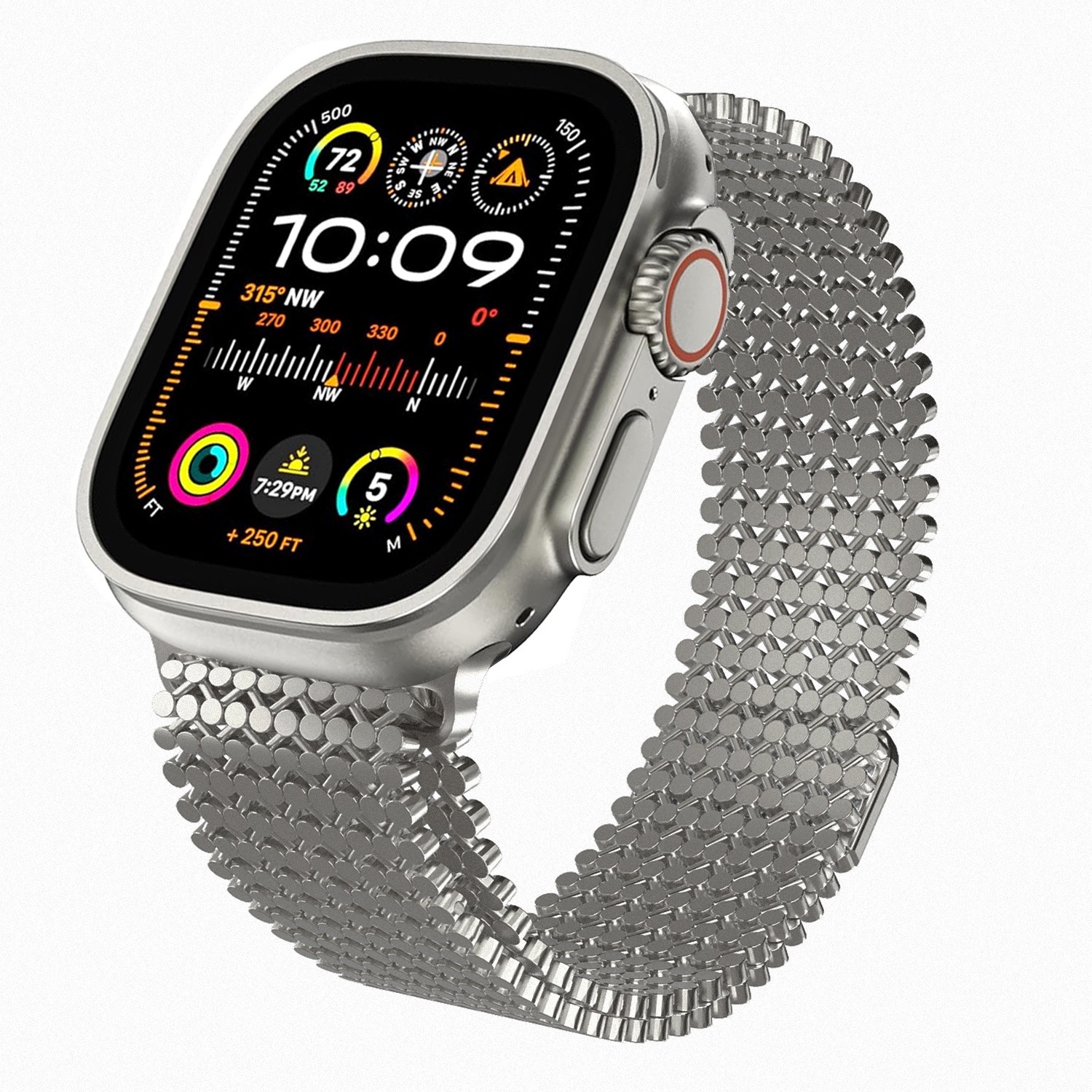 Molecular Arrangement Design Chain MGD Compatible with Apple Watch bands 42/46/38/40/41/44/45/49mm New Magnetic Stainless Steel for iWatch Series 11 10 9 8 7 6 5 4 SE/Ultra 3-MGD CASE