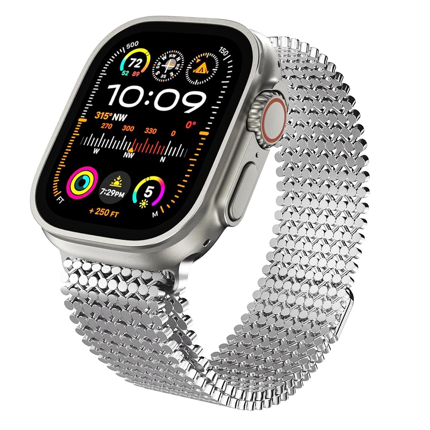 Molecular Arrangement Design Chain MGD Compatible with Apple Watch bands 42/46/38/40/41/44/45/49mm New Magnetic Stainless Steel for iWatch Series 11 10 9 8 7 6 5 4 SE/Ultra 3-MGD CASE