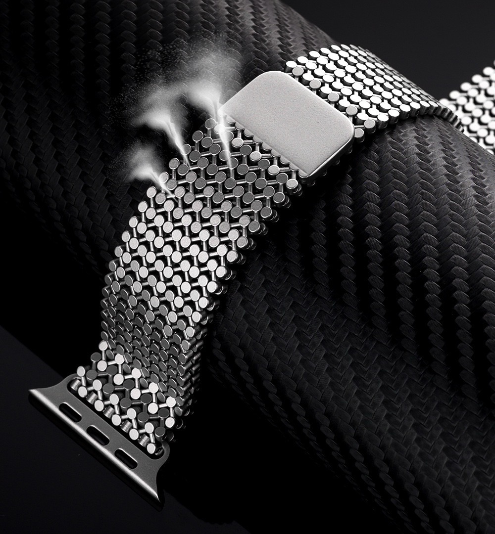 Molecular Arrangement Design Chain MGD Compatible with Apple Watch bands 42/46/38/40/41/44/45/49mm New Magnetic Stainless Steel for iWatch Series 11 10 9 8 7 6 5 4 SE/Ultra 3-MGD CASE