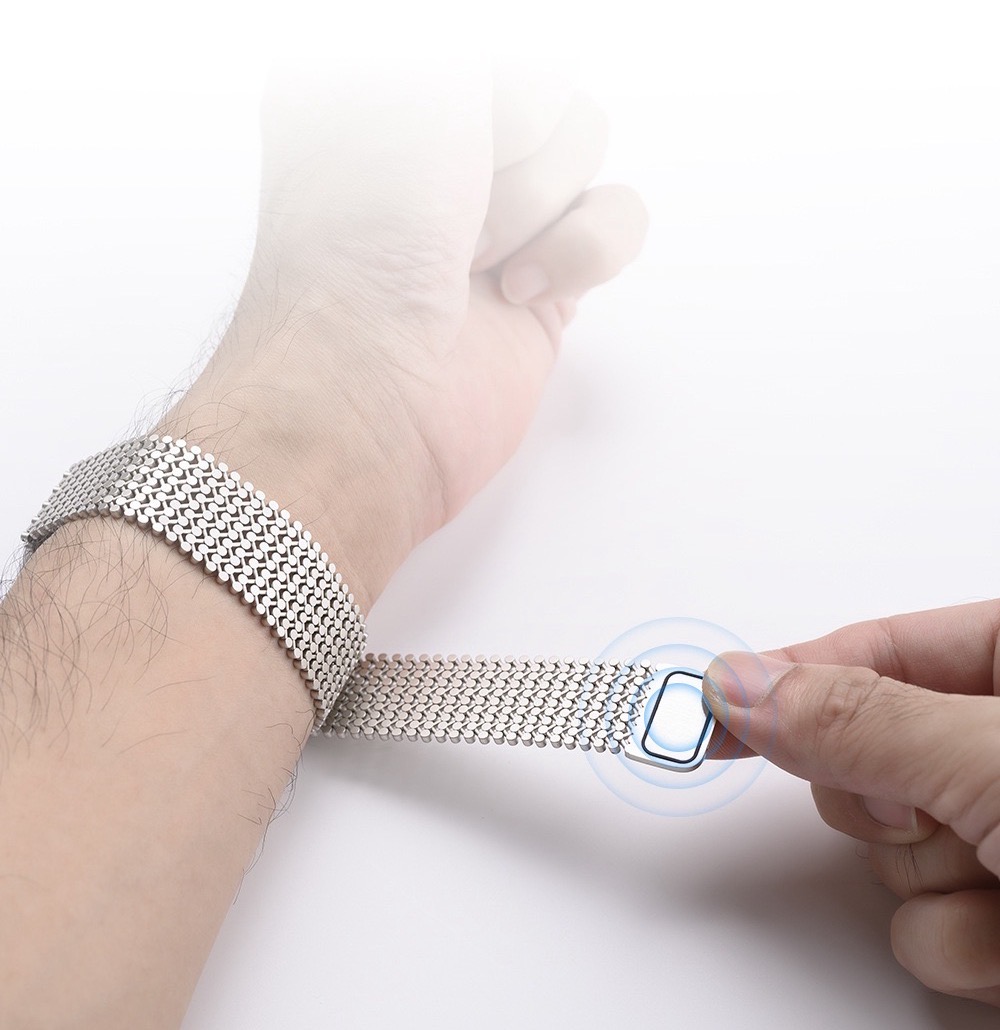 Molecular Arrangement Design Chain MGD Compatible with Apple Watch bands 42/46/38/40/41/44/45/49mm New Magnetic Stainless Steel for iWatch Series 11 10 9 8 7 6 5 4 SE/Ultra 3-MGD CASE