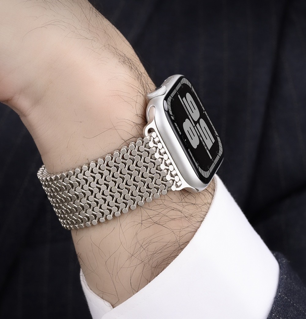 Molecular Arrangement Design Chain MGD Compatible with Apple Watch bands 42/46/38/40/41/44/45/49mm New Magnetic Stainless Steel for iWatch Series 11 10 9 8 7 6 5 4 SE/Ultra 3-MGD CASE