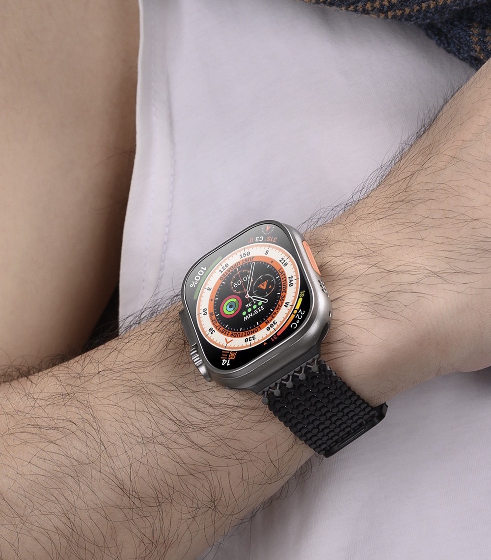 Molecular Arrangement Design Chain MGD Compatible with Apple Watch bands 42/46/38/40/41/44/45/49mm New Magnetic Stainless Steel for iWatch Series 11 10 9 8 7 6 5 4 SE/Ultra 3-MGD CASE