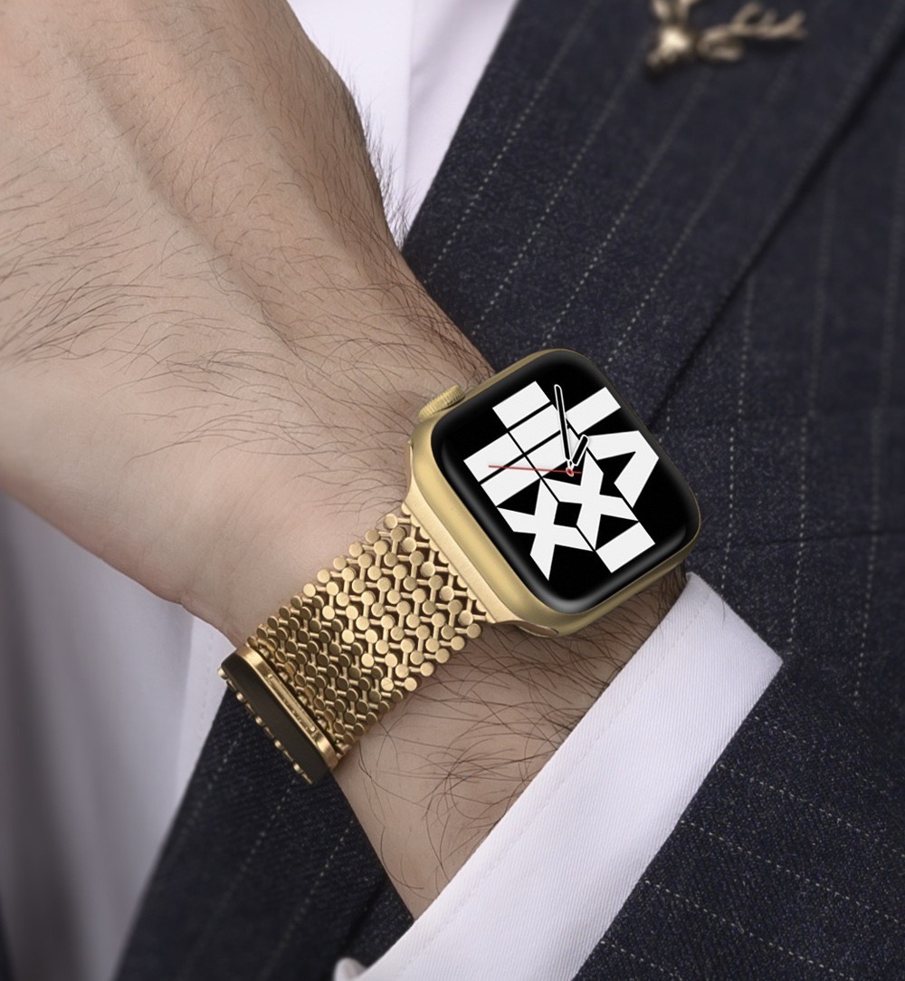 Molecular Arrangement Design Chain MGD Compatible with Apple Watch bands 42/46/38/40/41/44/45/49mm New Magnetic Stainless Steel for iWatch Series 11 10 9 8 7 6 5 4 SE/Ultra 3-MGD CASE