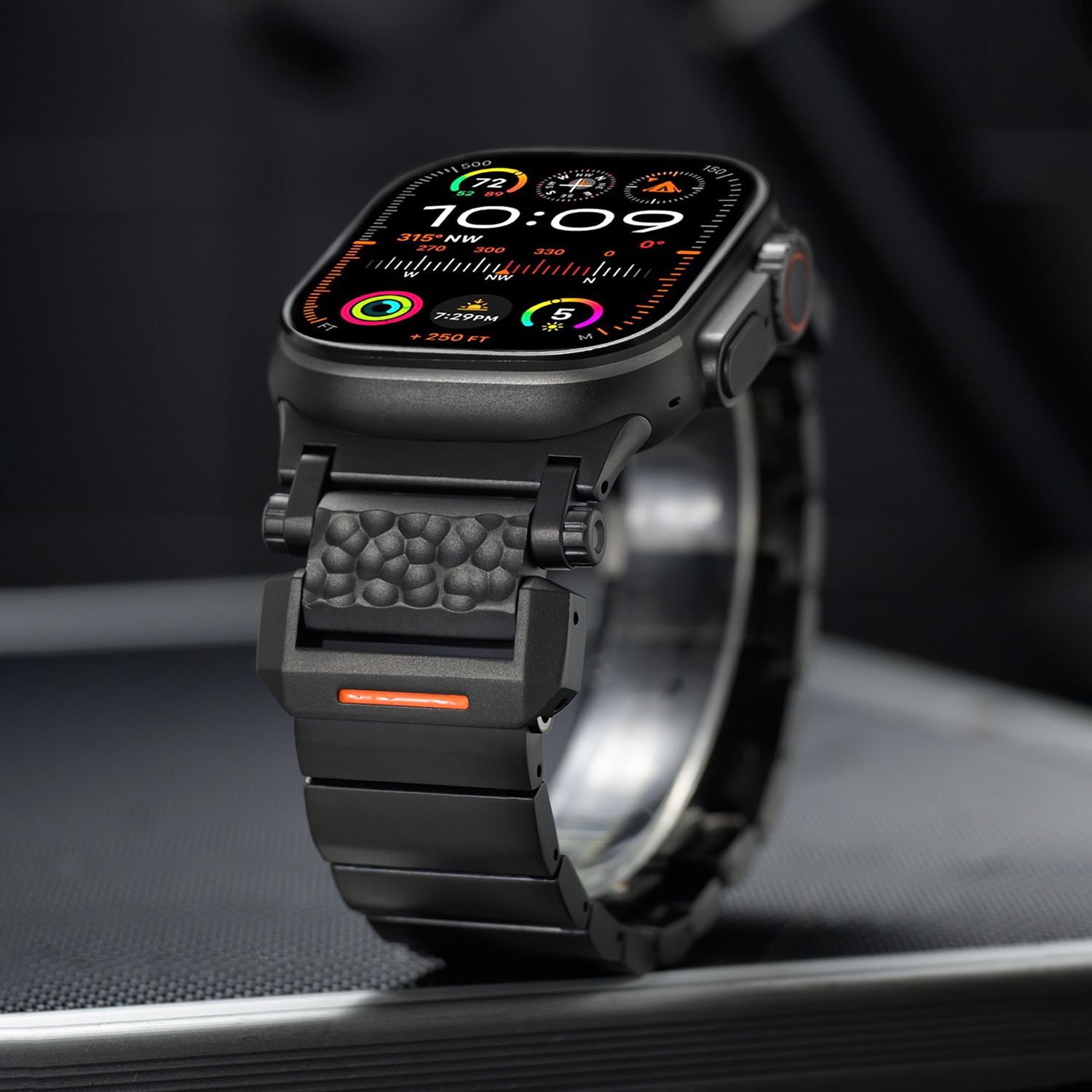 Titanium Hammered Pattern MGD Compatible with Apple Watch bands 42/46/38/40/41/44/45/49mm New Magnetic Stainless Steel for iWatch Series 11 10 9 8 7 6 5 4 SE/Ultra 3-MGD CASE