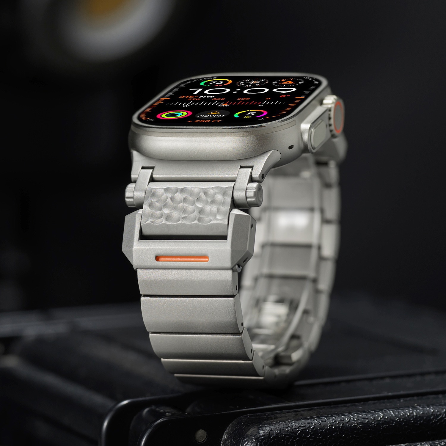 Titanium Hammered Pattern MGD Compatible with Apple Watch bands 42/46/38/40/41/44/45/49mm New Magnetic Stainless Steel for iWatch Series 11 10 9 8 7 6 5 4 SE/Ultra 3-MGD CASE