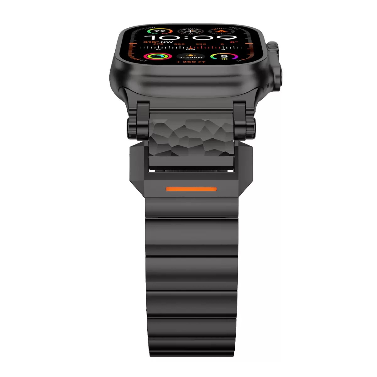 Titanium Hammered Pattern MGD Compatible with Apple Watch bands 42/46/38/40/41/44/45/49mm New Magnetic Stainless Steel for iWatch Series 11 10 9 8 7 6 5 4 SE/Ultra 3-MGD CASE