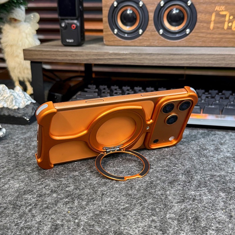 Compatible with Apple and Samsung metal frameless rotating magnetic stand phone cases