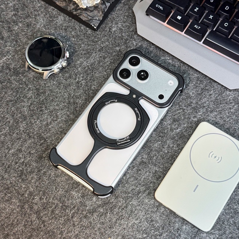 Compatible with Apple and Samsung metal frameless rotating magnetic stand phone cases